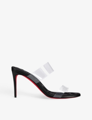 Shop Christian Louboutin Women's Black/lin Black Just Loubi 85 Patent-leather And Pvc Sandals