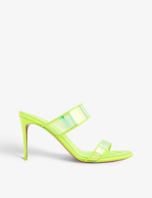 Christian Louboutin Just Loubi 85 Neon Leather-trimmed Iridescent Pvc Mules In Fluo Yellow/lin