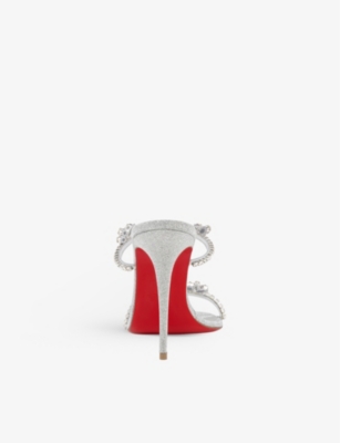 Christian Louboutin Just Queen Crystal Red Sole Mule Sandals in Natural