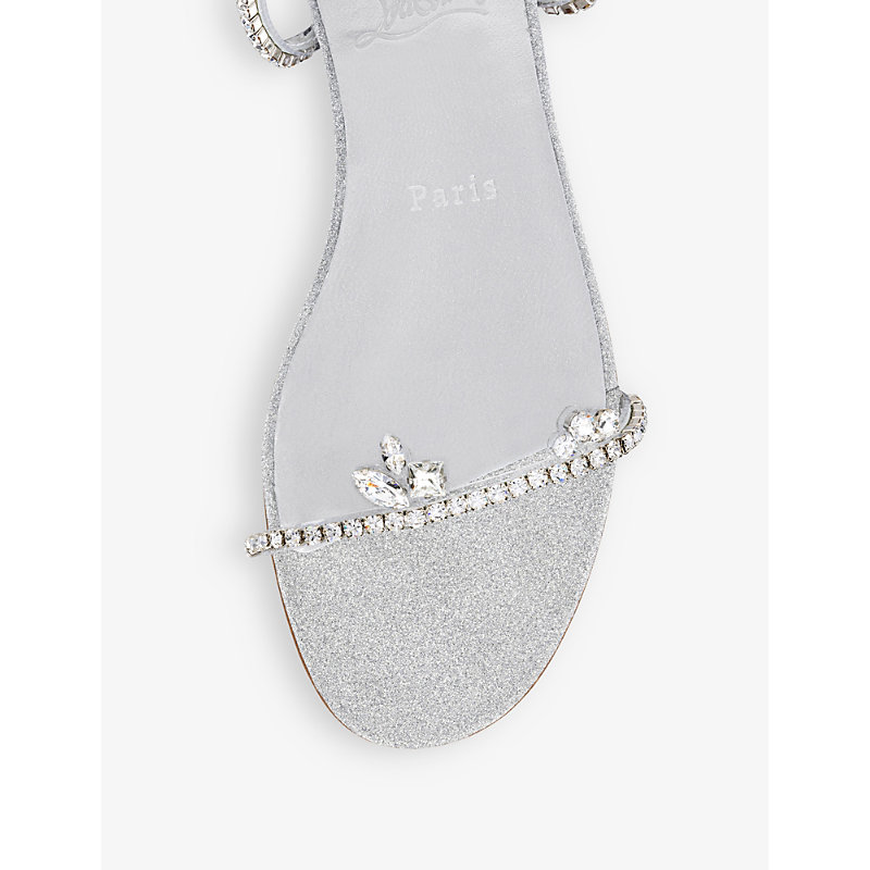 Shop Christian Louboutin Just Queenie Glitter-leather And Pvc Sandals In Silver/cry/lin