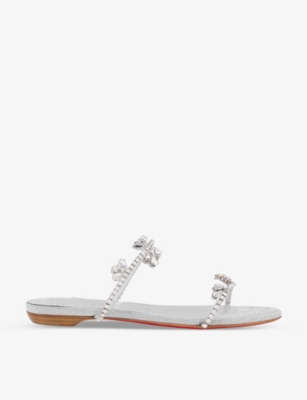 Christian Louboutin Just Queenie Flats In Silver/cry/lin