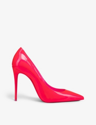 Christian Louboutin Kate Pumps In Patent Leather In Fluo Pink/lin