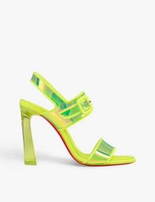 Christian Louboutin Womens Fluo Yellow Loubi Duniss 100 Pvc And Leather Heeled Sandals In Fluo Yellow