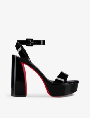 Christian Louboutin Movida Sabina Ankle Strap Sandal In Black/lin Black
