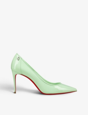 Christian Louboutin Sporty Kate 85 Patent-leather Courts In Studio Green/lin