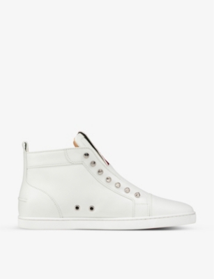 Christian Louboutin Beige Leather Louis Spike High Top Sneakers