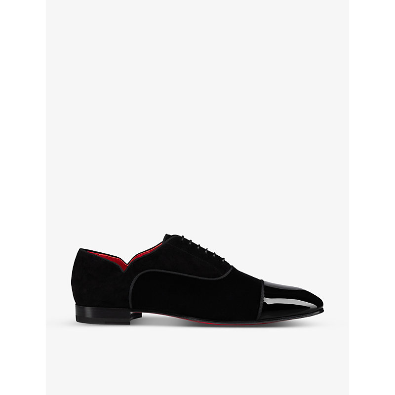 Christian Louboutin Greggy Chick Patent Leather Oxford Shoes In Black/lin Loubi