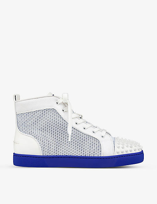 CHRISTIAN LOUBOUTIN: Lou Spikes Orlato leather-blend high-top trainers