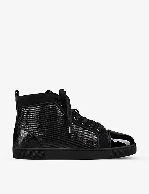 CHRISTIAN LOUBOUTIN: Louis Orlato patent-leather and cotton high-top trainers