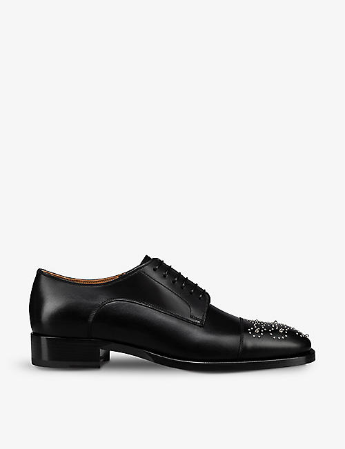 CHRISTIAN LOUBOUTIN: Maltese stud-embellished leather Oxford shoes