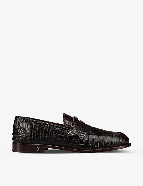 CHRISTIAN LOUBOUTIN: No Penny croc-embossed leather loafers