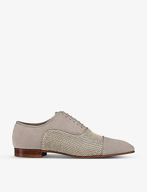 CHRISTIAN LOUBOUTIN: Greggo suede and mesh Oxford shoes