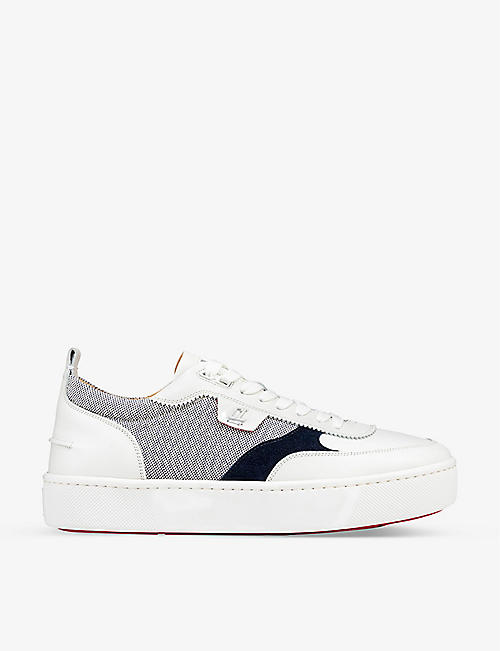 CHRISTIAN LOUBOUTIN: Happyrui contrast-panel leather and mesh trainers