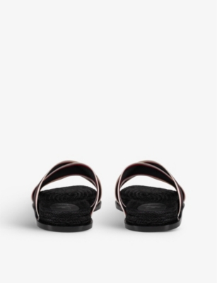 CHRISTIAN LOUBOUTIN Hot Cross leather and cotton sliders