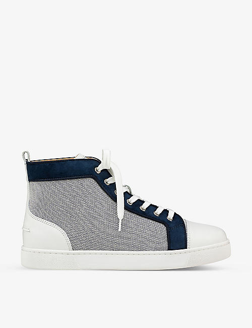 CHRISTIAN LOUBOUTIN: Louis Orlato canvas and leather high-top trainers