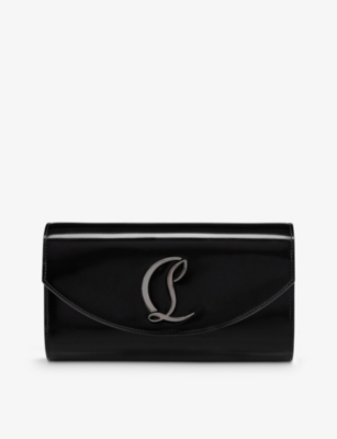 Shop Christian Louboutin Black/gun Metal Loubi54 Logo-plaque Leather Wallet-on-chain