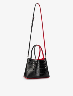 Shop Christian Louboutin Womens Black Cabarock Mini Leather Tote Bag