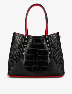 Shop Christian Louboutin Womens Black Cabarock Mini Leather Tote Bag
