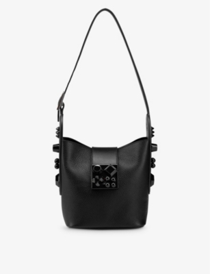 Christian Louboutin Carasky Mini Stud Bucket Shoulder Bag In Black/black