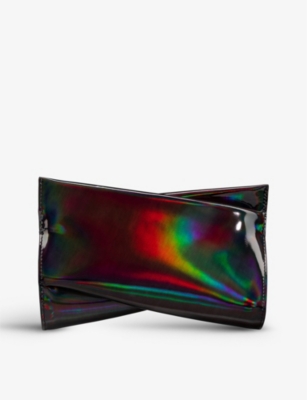 CHRISTIAN LOUBOUTIN CHRISTIAN LOUBOUTIN WOMENS BLACK PSYCHIC LOUBITWIST PATENT LEATHER CLUTCH BAG,62719811