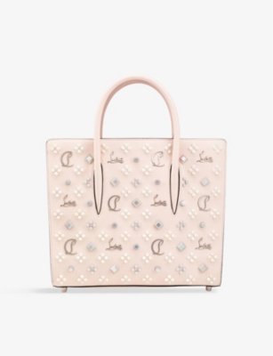 Christian Louboutin Medium Paloma Studded Leather Tote In Leche