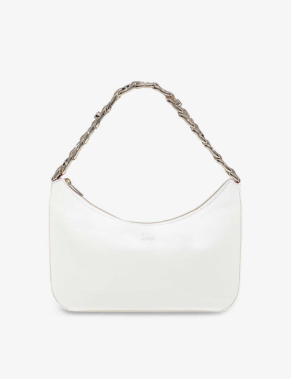 Christian Louboutin Loubila Chain Large Leather Shoulder Bag In Bianco/bianco/bianco