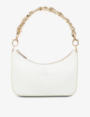 Shop Christian Louboutin Loubila Chain Mini Leather Shoulder Bag In Bianco/bianco/bianco