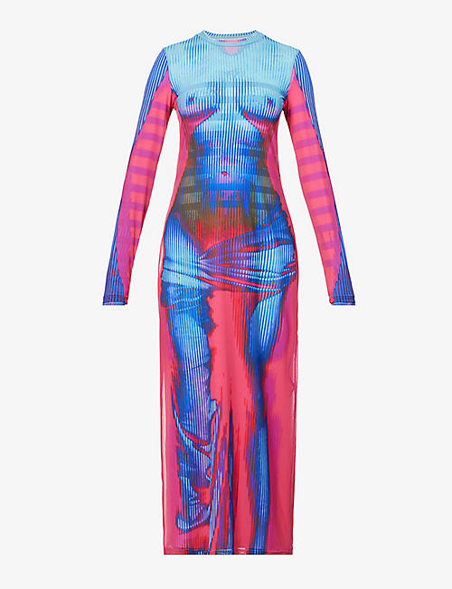 Y/PROJECT: Y/Project x Jean Paul Gaultier Body Morph graphic-print stretch-crepe midi dress