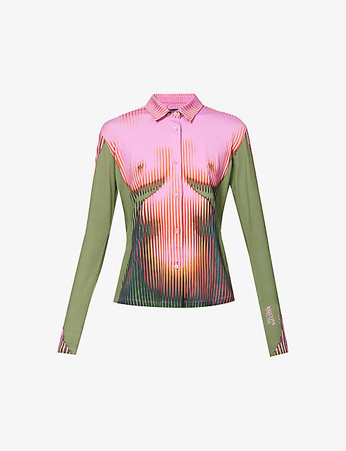 Y/PROJECT: Y/Project x Jean Paul Gaultier Body Morph graphic-print stretch-woven shirt