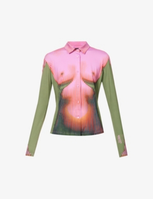 Y/project X Jean Paul Gaultier Body Morph Shirt In Pink/green/orange
