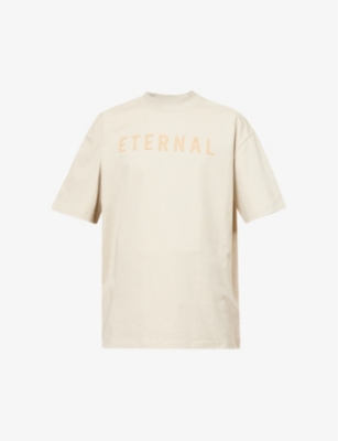 Shop Fear Of God Mens Cement Eternal Brand-print Relaxed-fit Cotton-jersey T-shirt