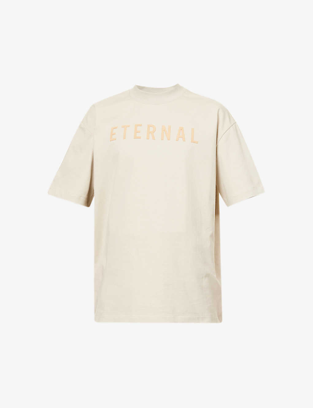 Shop Fear Of God Men's Cement Eternal Brand-print Relaxed-fit Cotton-jersey T-shirt