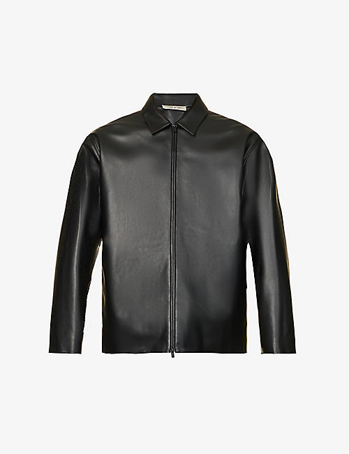 FEAR OF GOD: Relaxed-fit logo-tab leather jacket