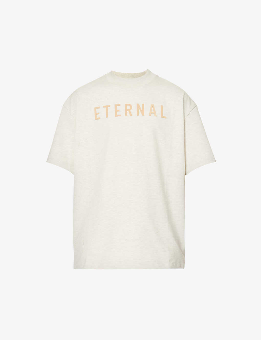 Fear Of God Mens Warm Heather Oatmeal Eternal Brand-print Oversized-fit Cotton-jersey T-shirt