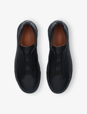 ERMENEGILDO ZEGNA: Triple Stitch Deerskin-Leather Low-Top Trainers