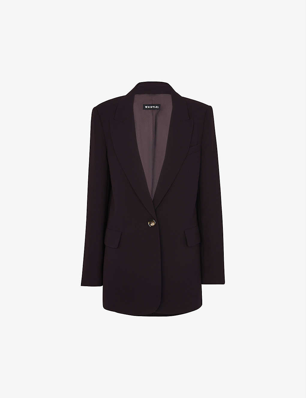 Whistles Boxy-fit Recycled-crepe Boyfriend Blazer In Plum/claret