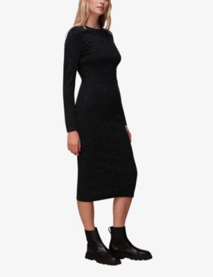 Whistles Annie Sparkle Knit Sweater Dress In Black