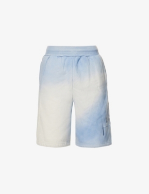 A-COLD-WALL* A COLD WALL MEN'S VOLT BLUE GRADIENT LOGO-EMBROIDERED COTTON-BLEND SHORTS,62738089