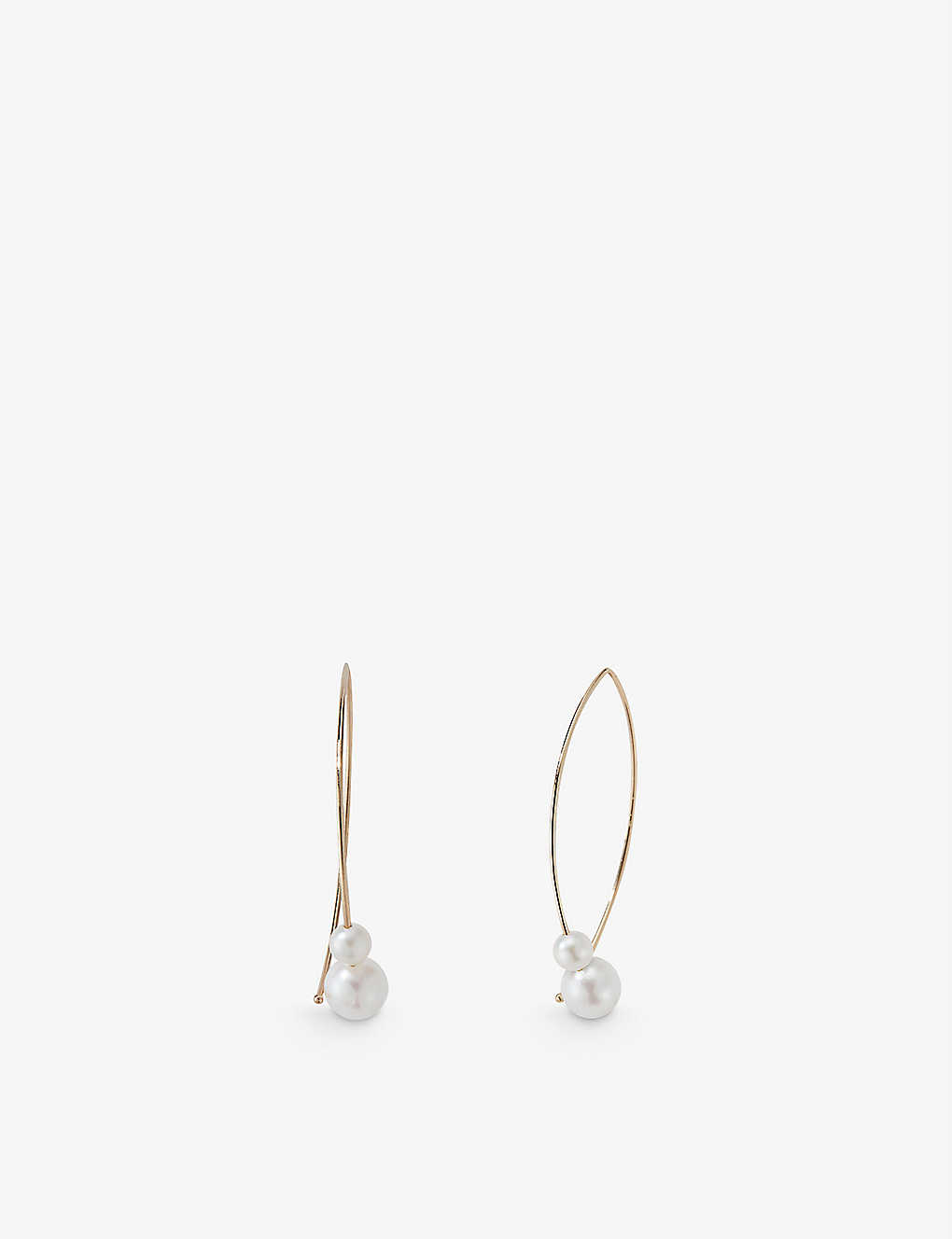 Shop Mizuki Medium 14ct Yellow-gold And Double Akoya Pearl Open Marquis Earrings In 14kt Yellow Gold