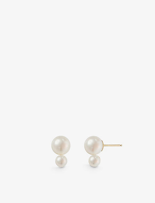MIZUKI: Sea of Beauty medium 14ct yellow-gold and pearl stud earrings