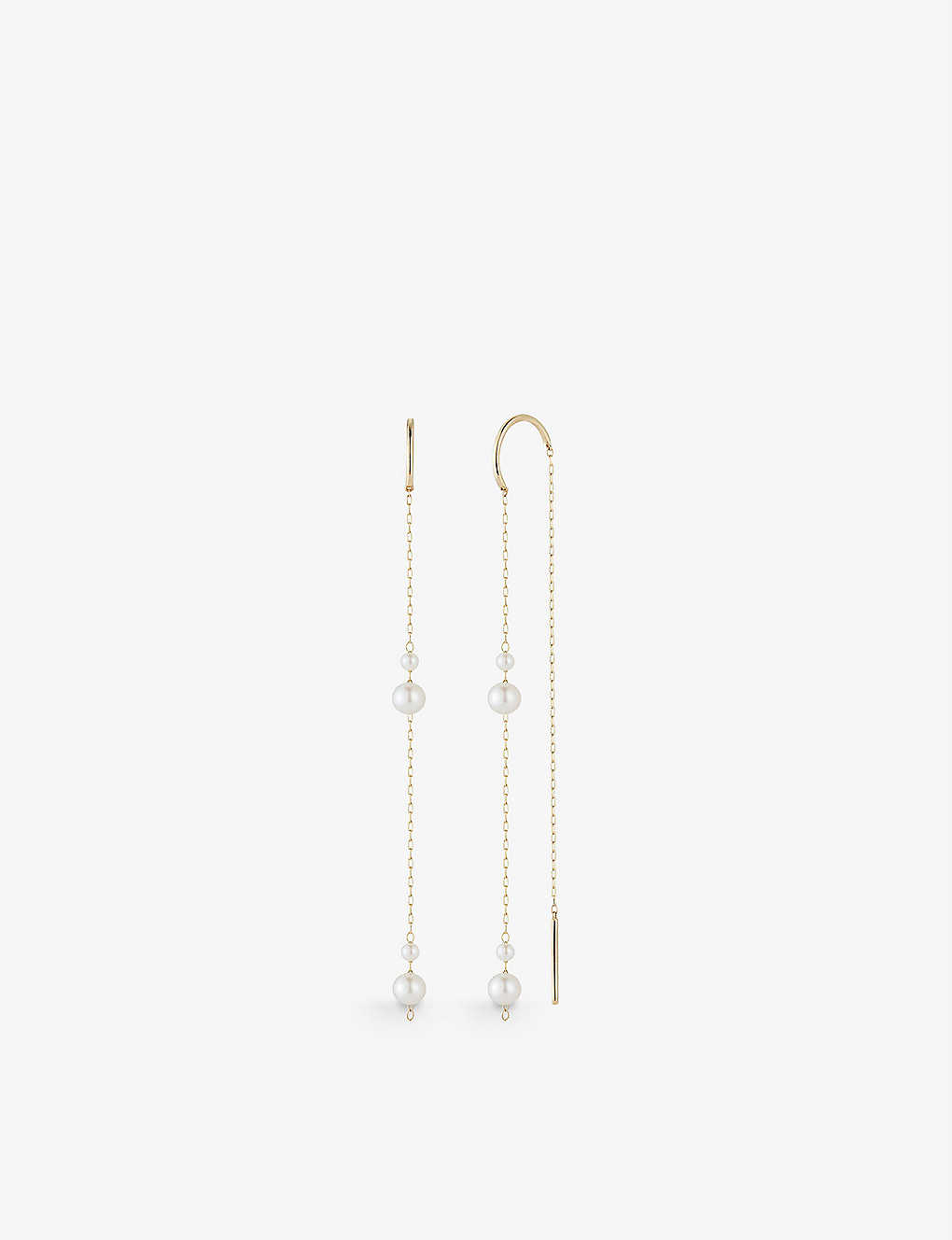 Mizuki Womens 14kt Yellow Gold Kissing Double 14ct Yellow-gold And Pearl Earrings