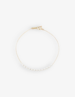 Mizuki Womens 14kt Yellow Gold Floating Baby 14ct Yellow-gold And Freshwater Pearl Bracelet