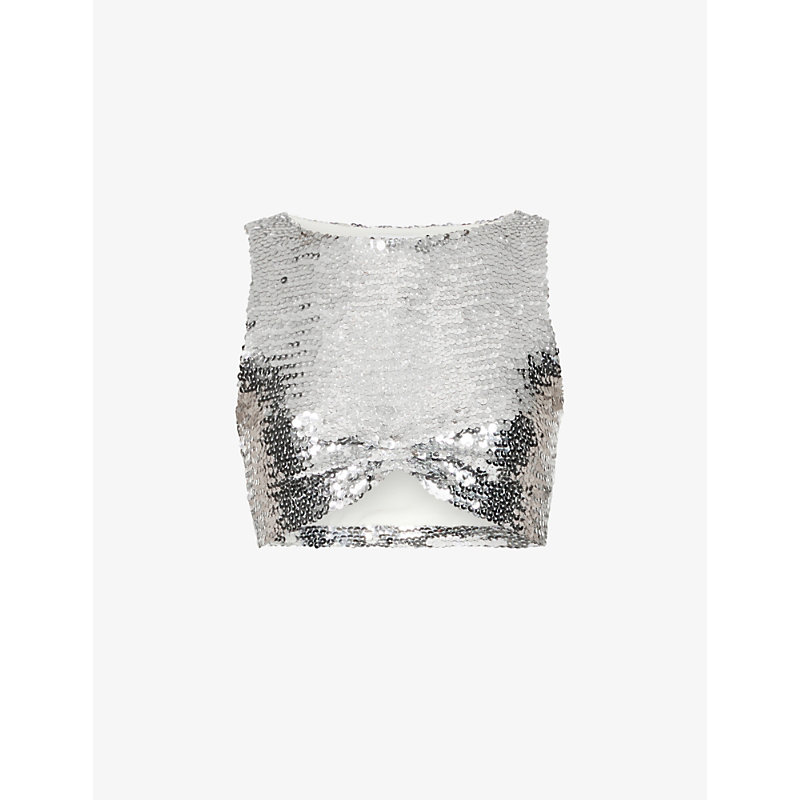 Alaïa Alaia Womens Argent Sequin-embellished Twist-pattern Stretch-woven Top In Silver