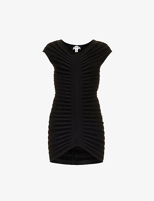 ALAIA: Ribbed slim-fit knitted mini dress