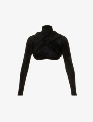 Alaïa Alaia Womens Noir Alaia High-neck Wrap-pattern Knitted Top In Noir Alaia