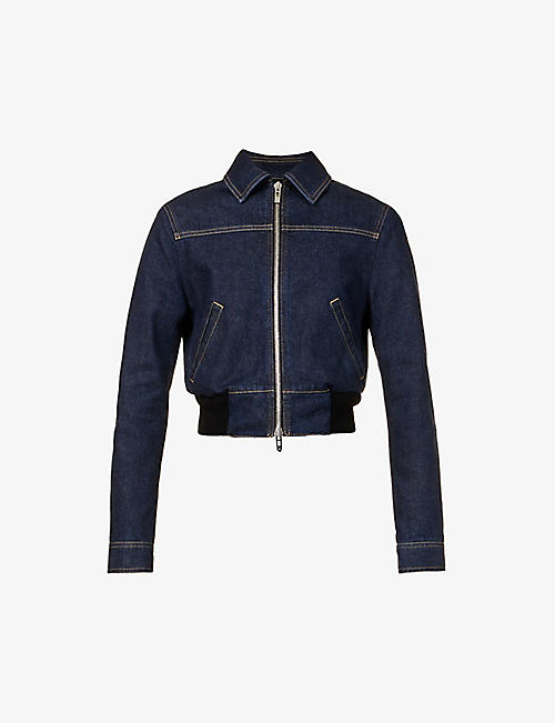 ALAIA: Slim-fit contrast-stitching denim jacket