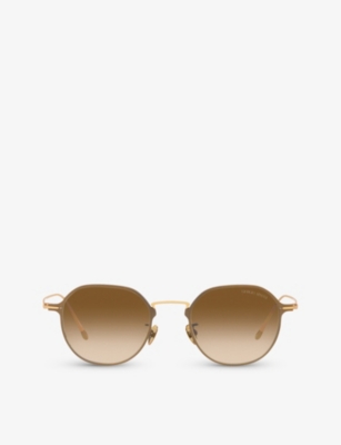 Giorgio Armani Womens Gold Ar6138t Pillow-frame Titanium Sunglasses