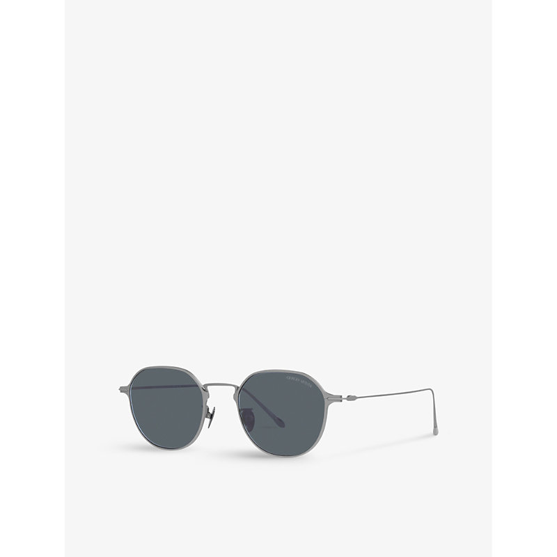 Shop Giorgio Armani Women's Grey Ar6138t Pillow-frame Titanium Sunglasses