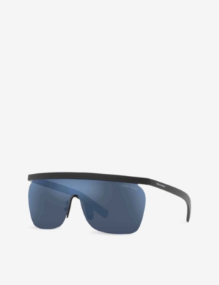 Shop Giorgio Armani Women's Black Ar8169 Rectangle-frame Nylon Sunglasses