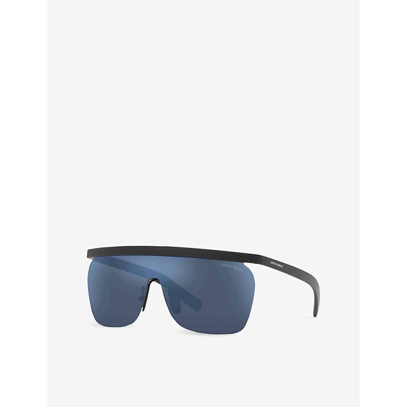Shop Giorgio Armani Women's Black Ar8169 Rectangle-frame Nylon Sunglasses